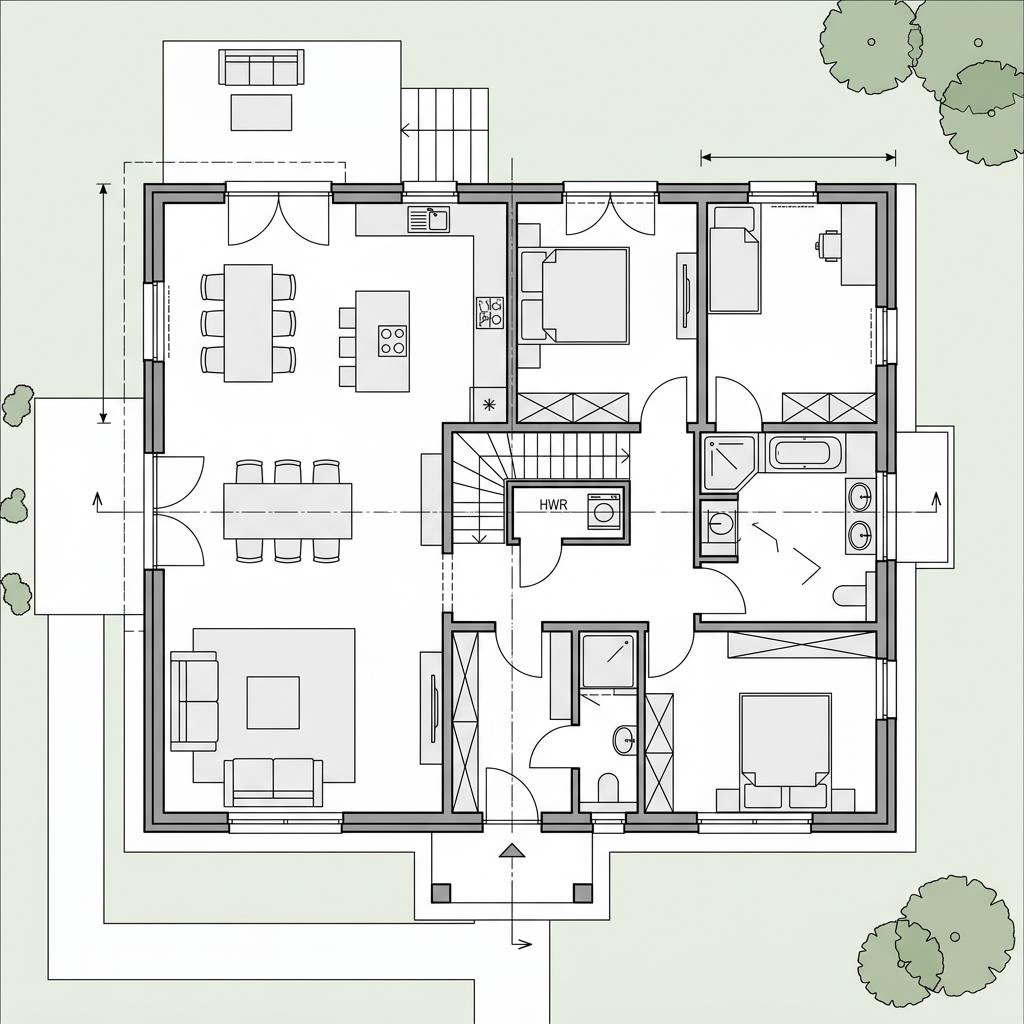 Plattegrond MEDLEY 3.0 300 B van FingerHaus — 140 m², 5 kamers
