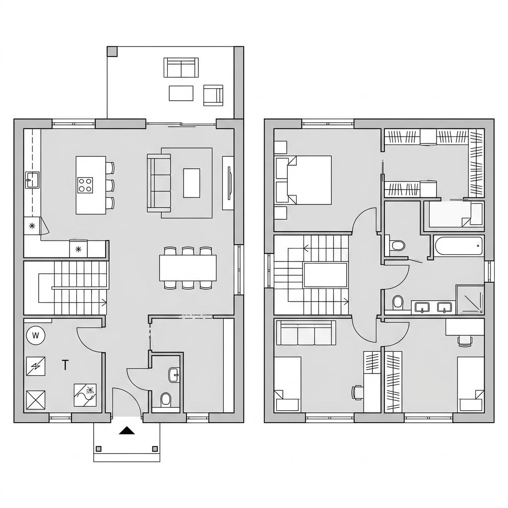 Plattegrond Concept 2.1 van KAMPA — 129 m², 9 kamers