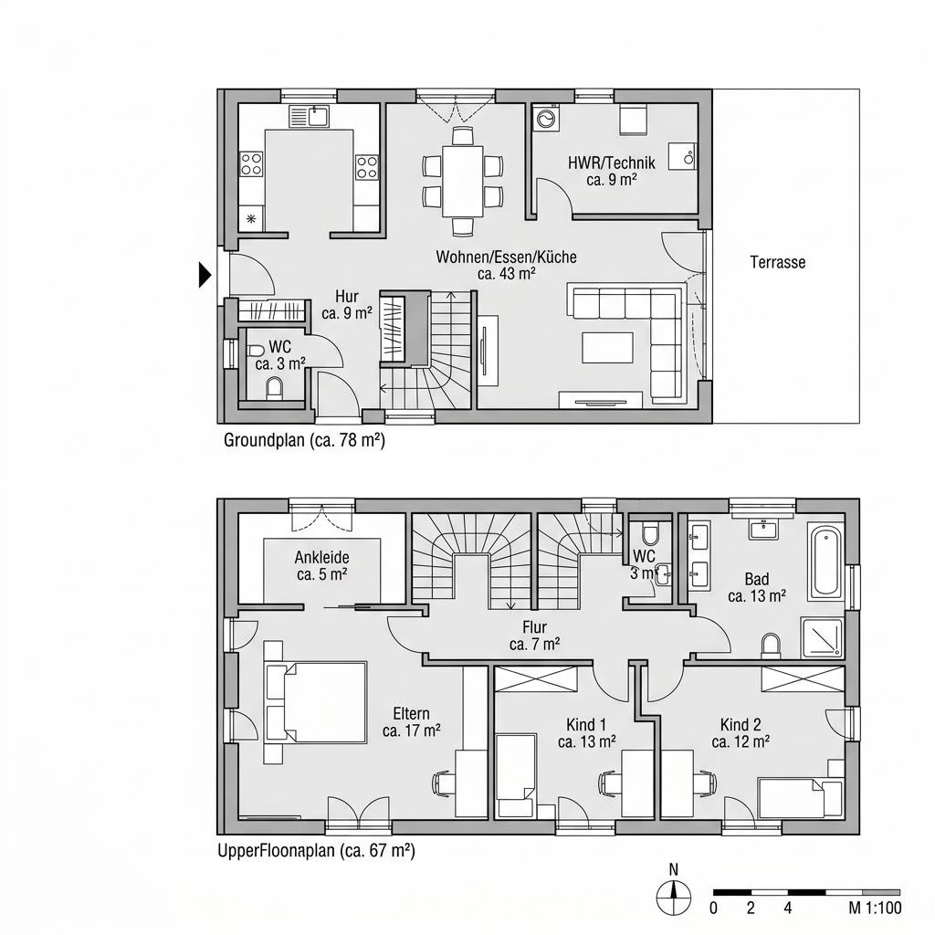 Plattegrond Family VIO van Kern-Haus — 145 m², 5 kamers