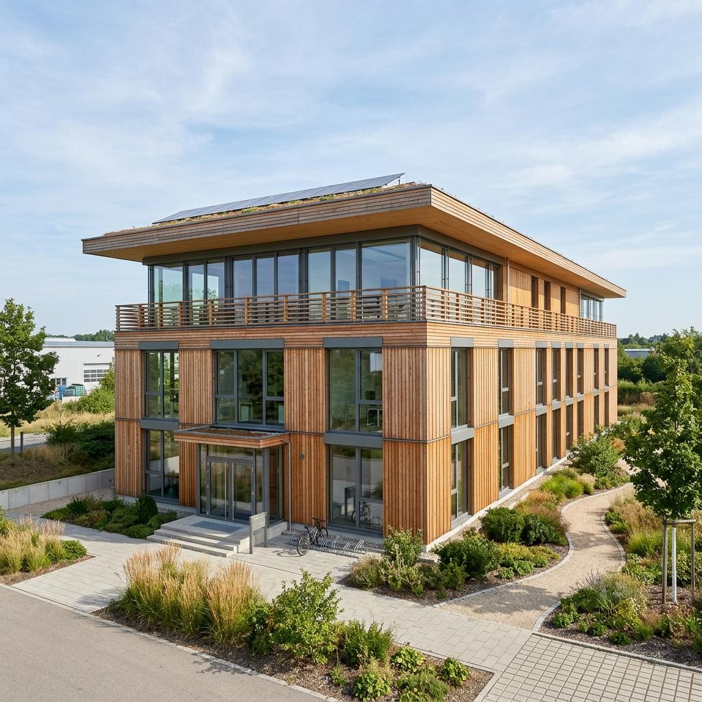 Bedrijfspand Gewerbebau Büroneubau van Regnauer Hausbau met plat dak — prefab woning van 800 m²