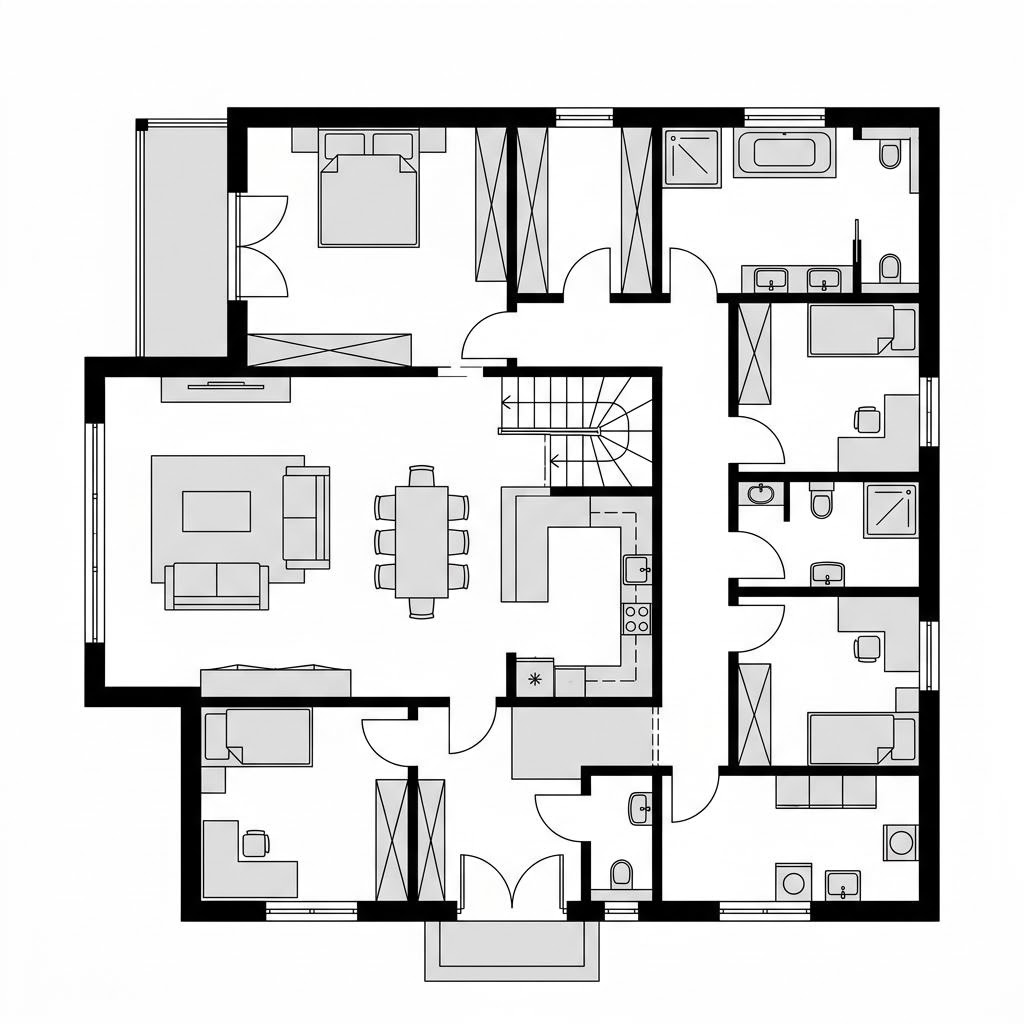 Plattegrond Arve van Stommel Haus — 151 m², 5 kamers