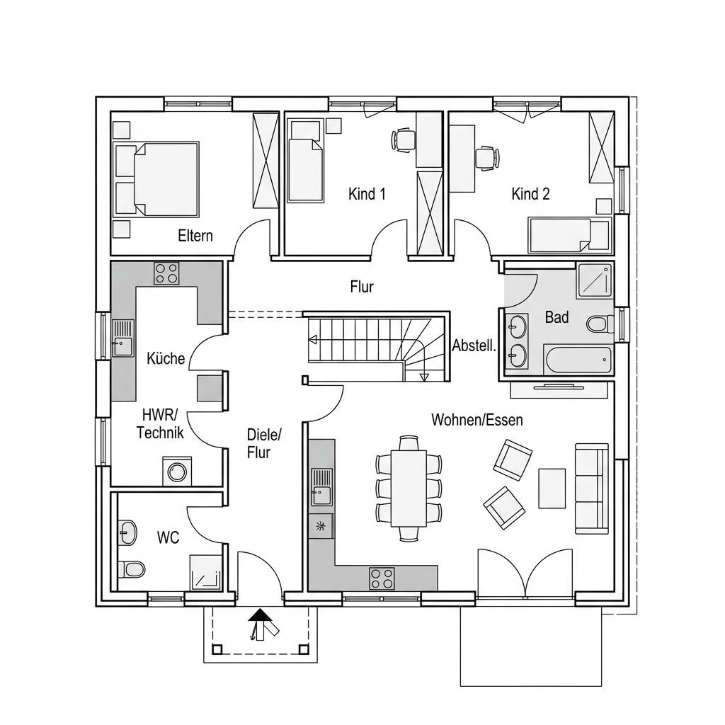 Plattegrond Flair 125 van Town & Country Haus Deutschland — 125 m², 5 kamers
