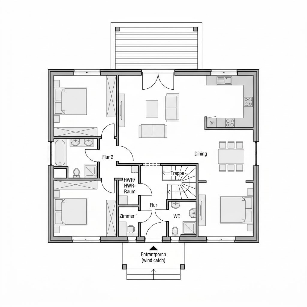 Plattegrond Arla van Eksjöhus — 142 m², 5 kamers