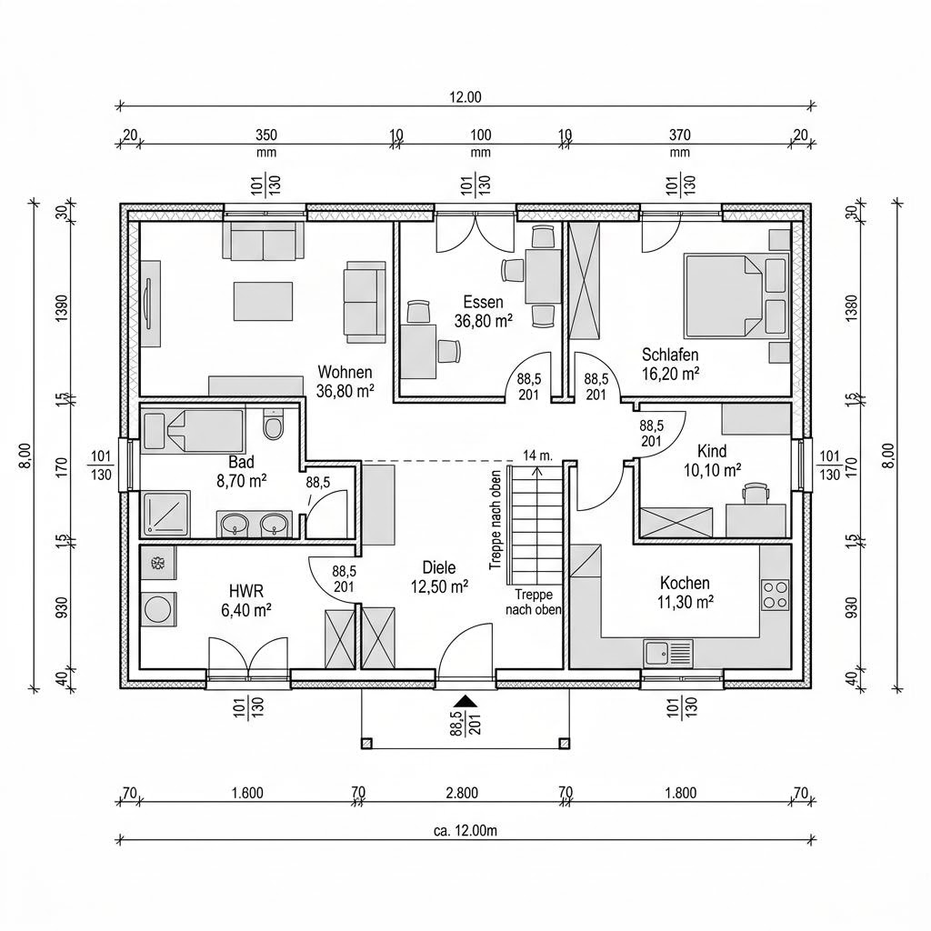 Plattegrond Schwedenhaus Borås 162 van Eksjöhus — 162 m², 6 kamers