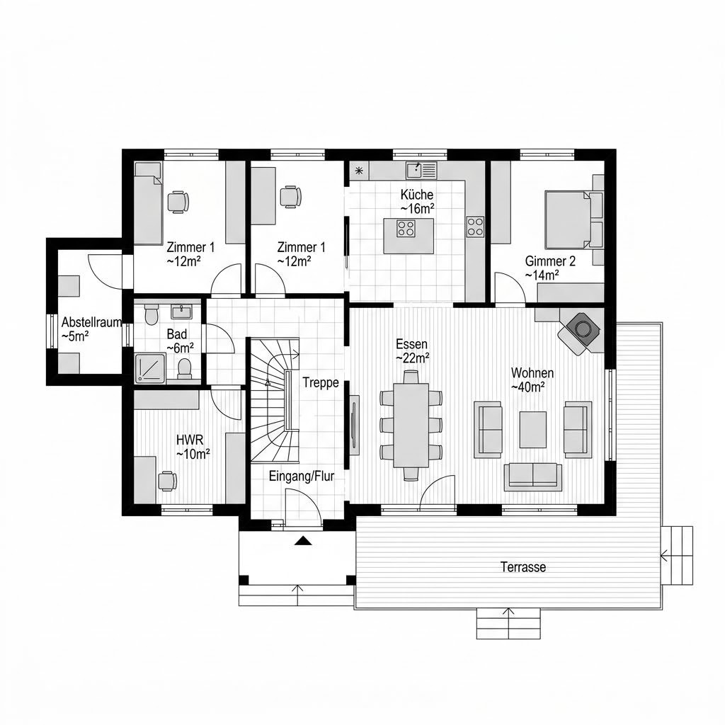 Plattegrond Nordan van Eksjöhus — 165 m², 6 kamers