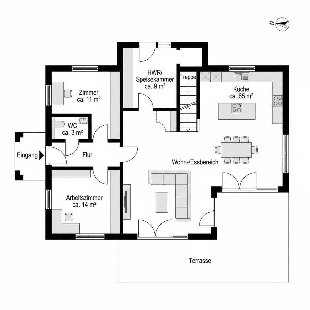 Plattegrond All in One 159 van ELK Haus — 159 m², 6 kamers