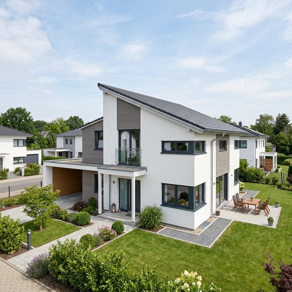 Casco prefab woning Ausbauhaus Trend 134 van ELK Haus met lessenaarsdak — prefab woning van 134 m²