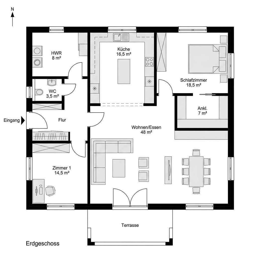 Plattegrond Now 143 van ELK Haus — 143 m², 5 kamers