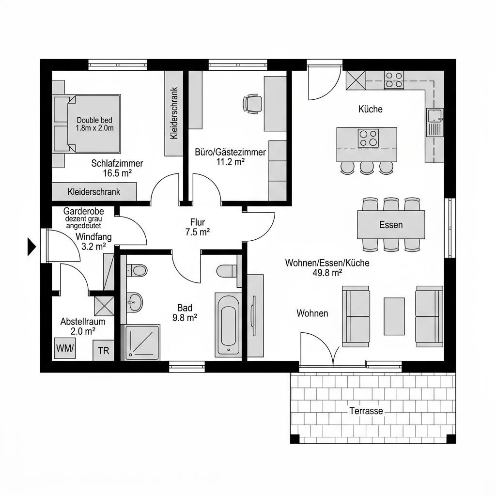 Plattegrond Kompakt 98 van ELK Haus — 98 m², 3 kamers