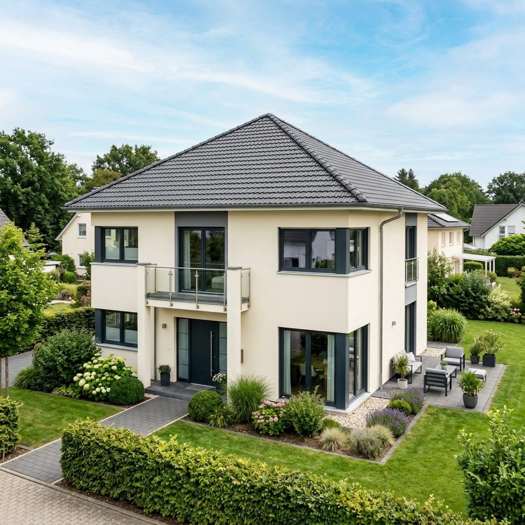 Stadsvilla Stadtvilla Zelt 125 van FIBAV Massivhaus met tentdak — prefab woning van 125 m²