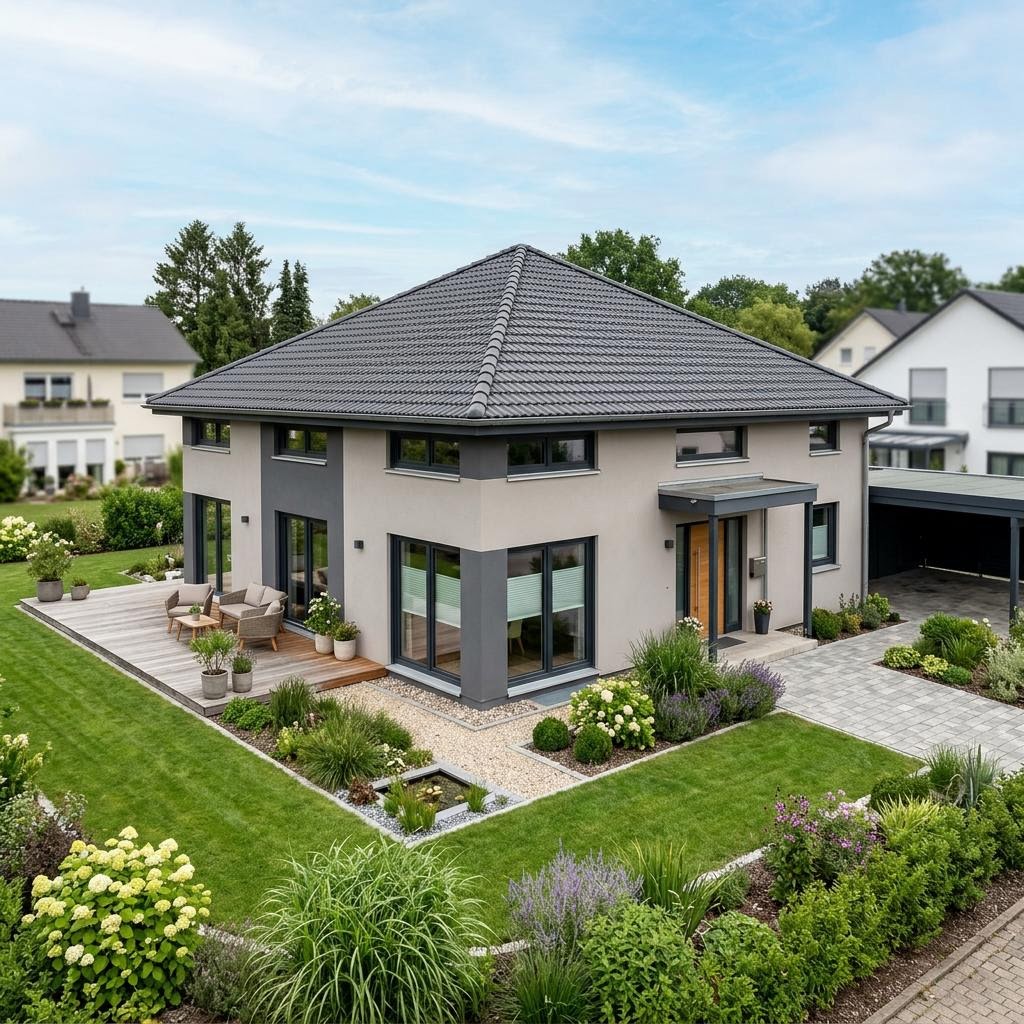Bungalow VIO Bungalow 135 van FingerHaus met tentdak — prefab woning van 135 m²