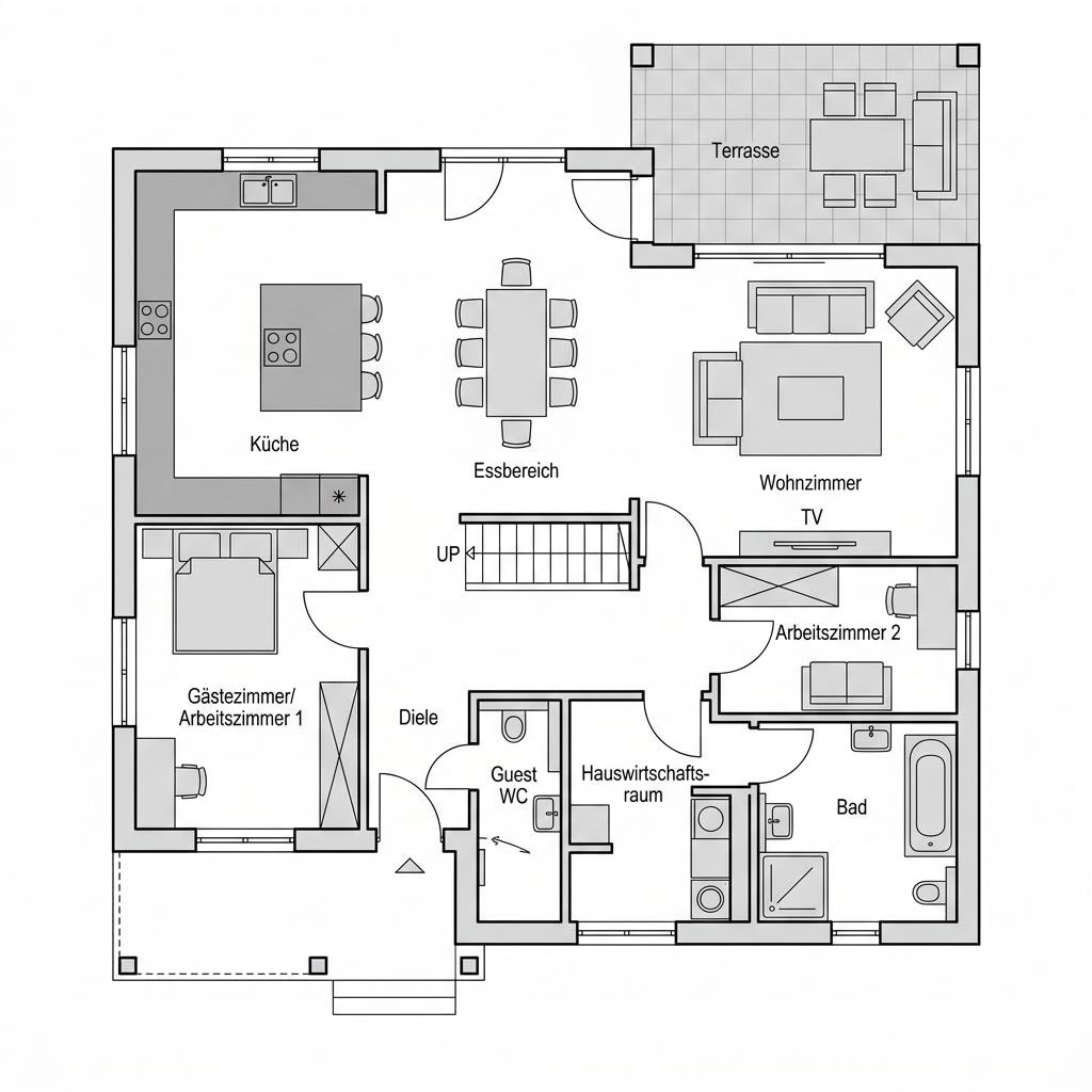 Plattegrond VIO 221 van FingerHaus — 130 m², 5 kamers