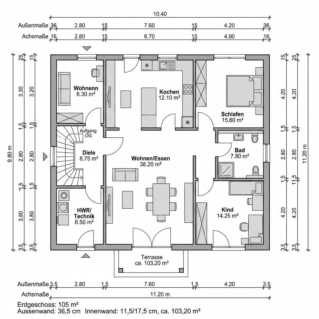 Plattegrond Zweifamilienhaus Medley 210 van FingerHaus — 210 m², 7 kamers