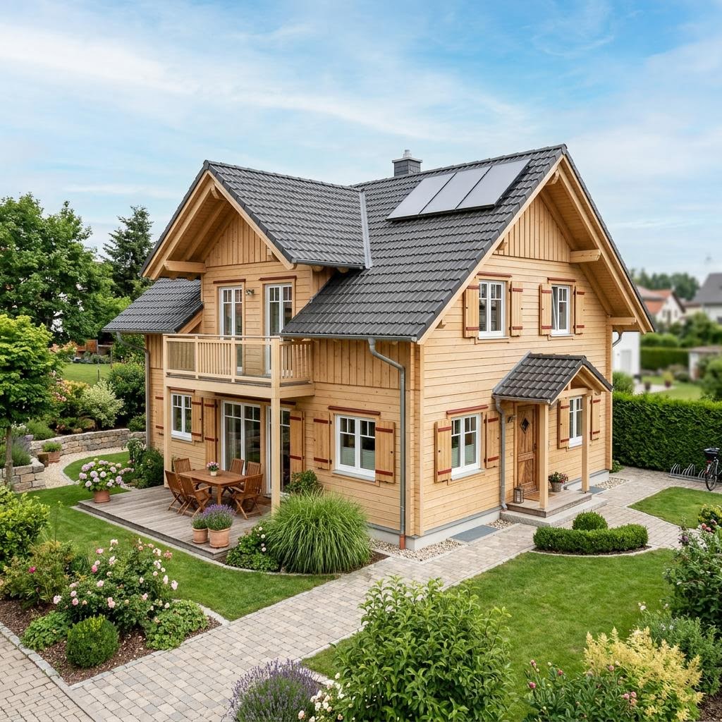 Holzhaus Holzhaus Bergen 132 van Fjorborg Holzhäuser met zadeldak — prefab woning van 132 m²