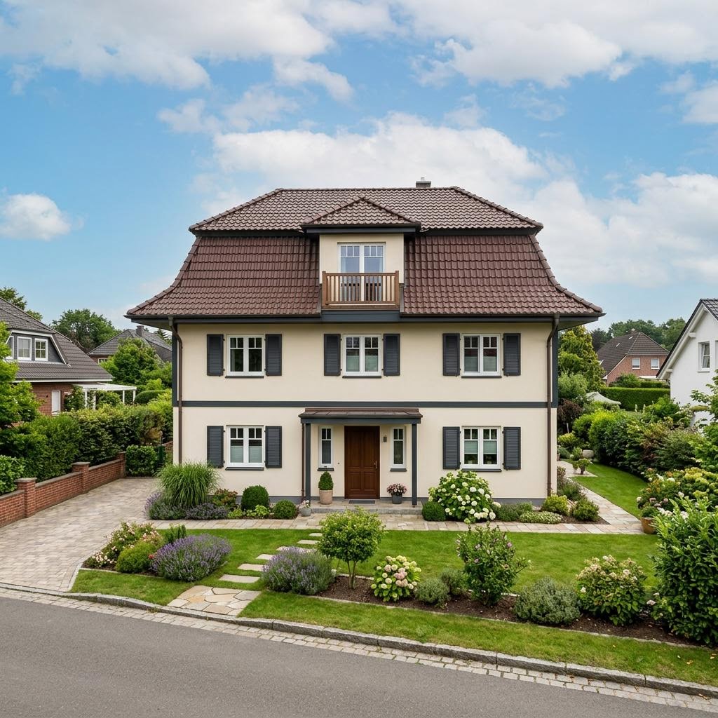Kapiteinshuis Kapitänshaus Jever 126 van Fjorborg Holzhäuser met wolfsdak — prefab woning van 126 m²