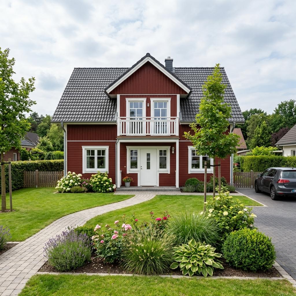 Zweeds huis Malmö Zweigeschossig van Fjorborg Häuser met zadeldak — prefab woning van 152 m²