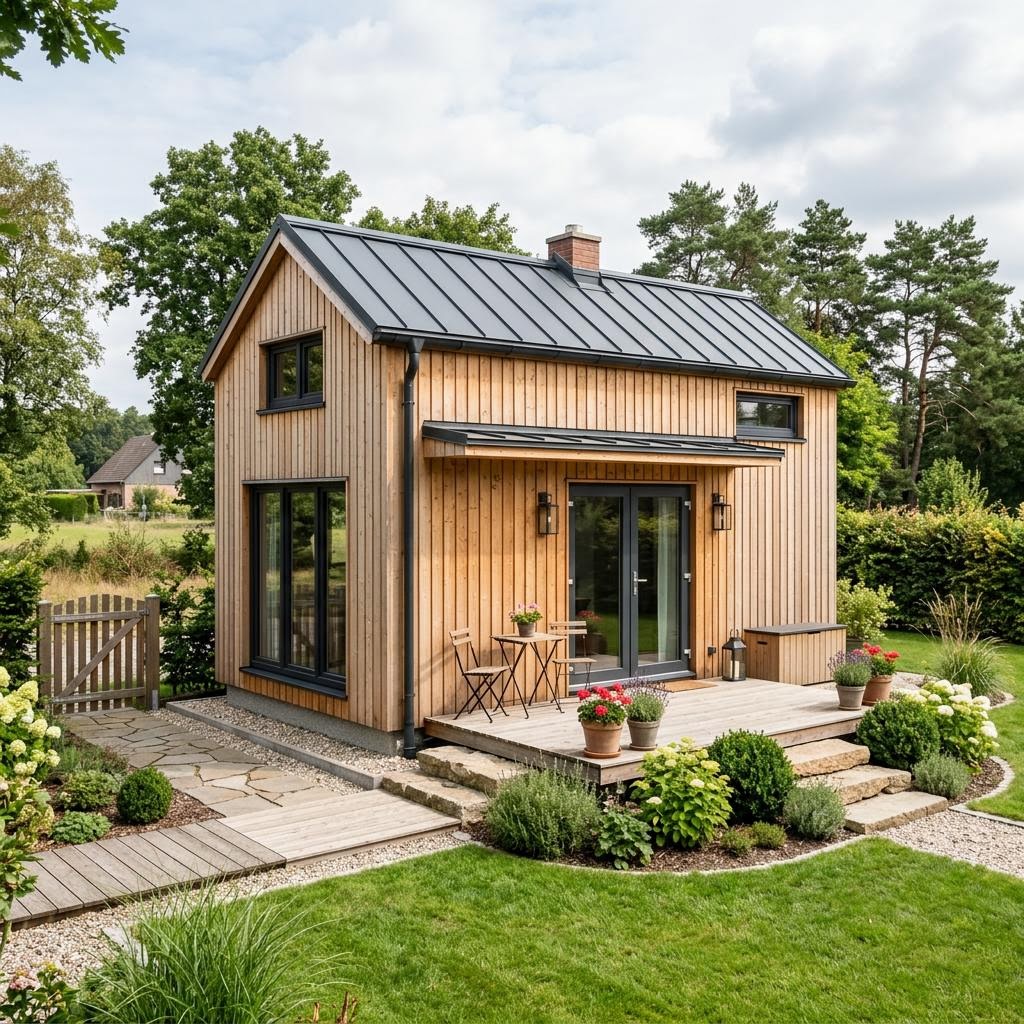 Tiny house Lund 30 van Fjorborg Häuser met zadeldak — prefab woning van 30 m²