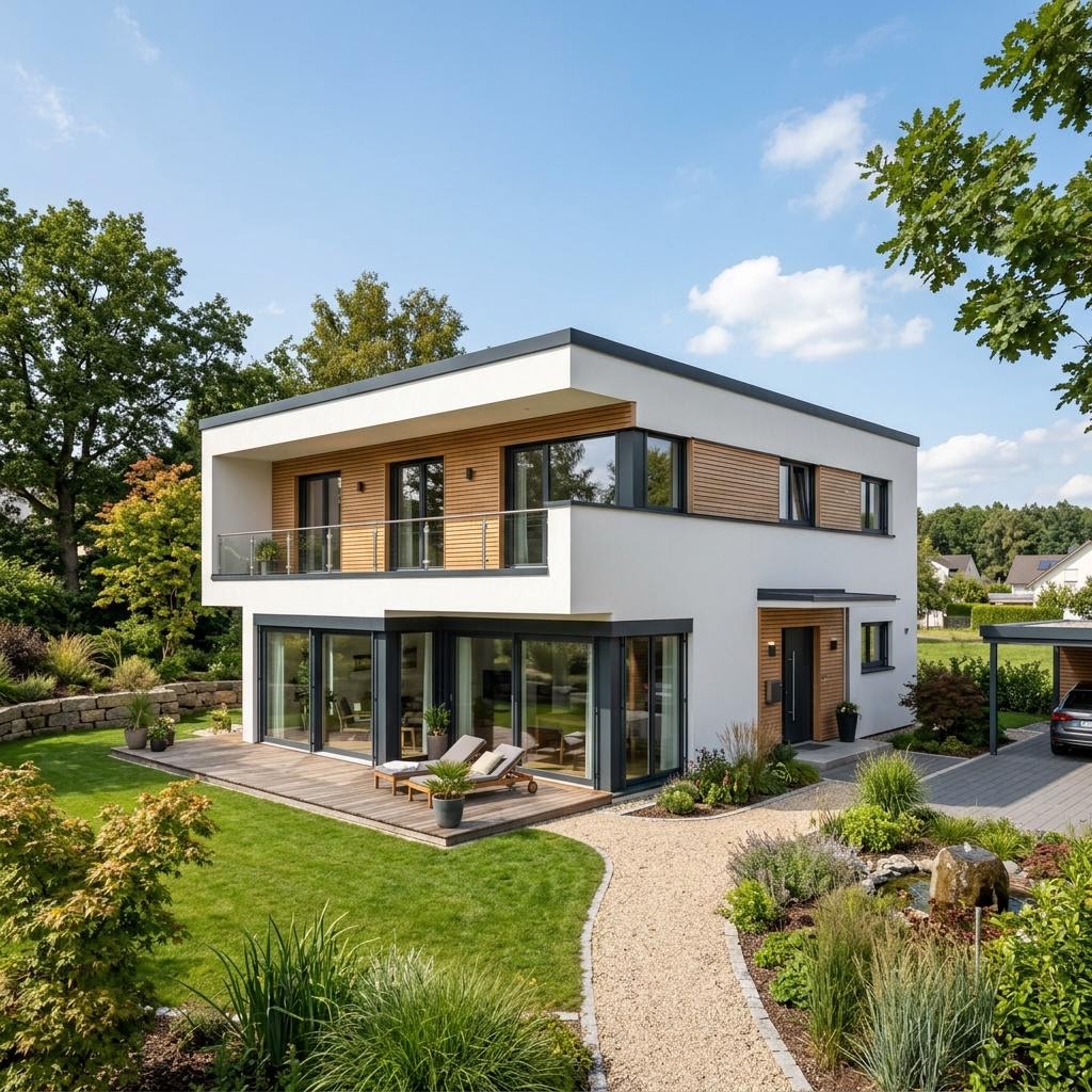 Woning met plat dak LifeStyle 18.02 F van massa haus met plat dak — prefab woning van 190 m²