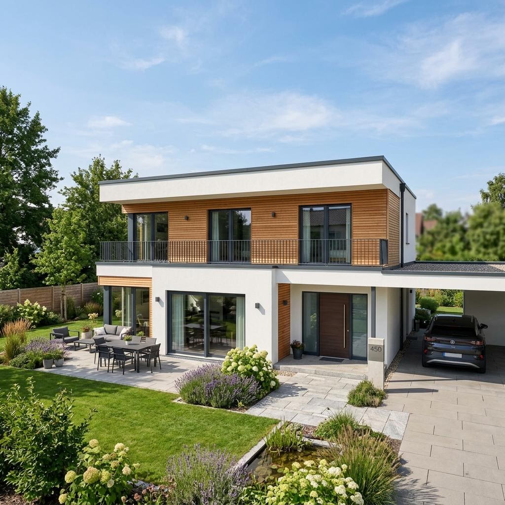 Woning met plat dak CityLife 450 van WeberHaus met plat dak — prefab woning van 189 m²