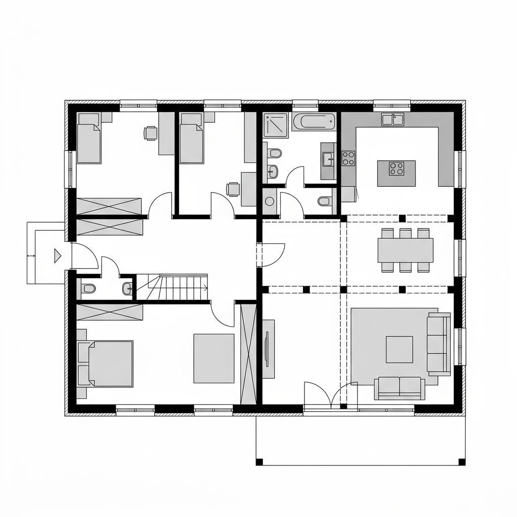 Plattegrond Diele 158 van Fuhrberger Blockhaus — 158 m², 5 kamers