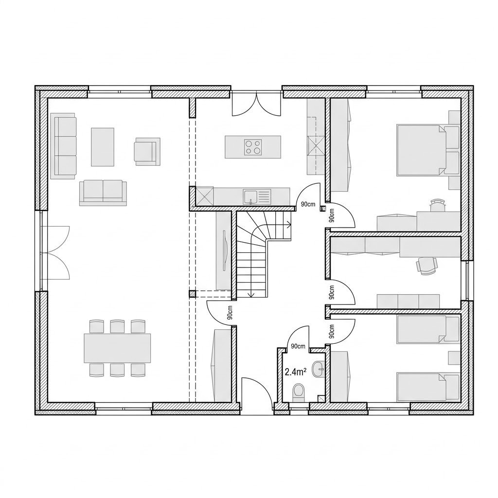 Plattegrond Kate 112 van Fuhrberger Blockhaus — 112 m², 4 kamers