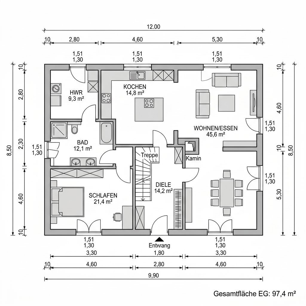 Plattegrond Fachwerkhaus Scheune 186 van Fuhrberger Fachwerkhaus — 186 m², 6 kamers