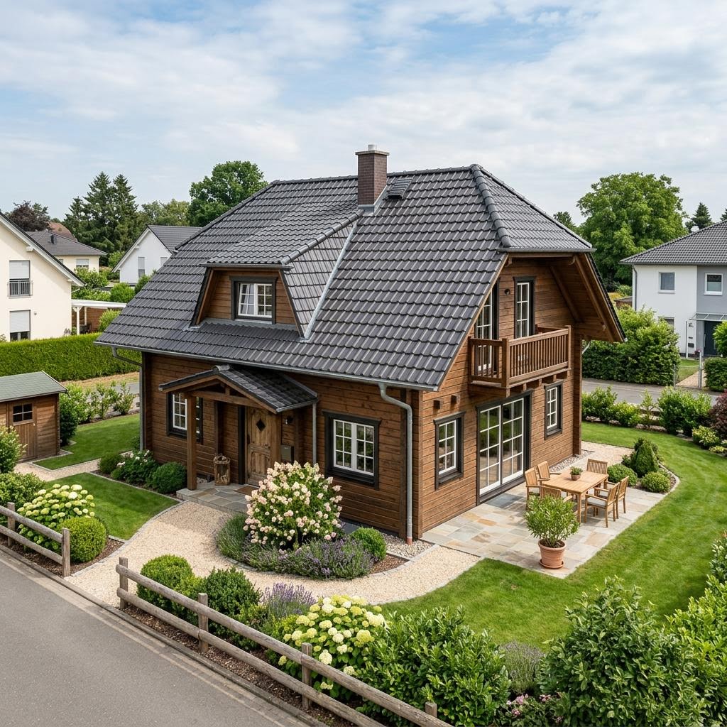 Blokhut Wohnblockhaus Eifel 118 van Fullwood Wohnblockhaus met wolfsdak — prefab woning van 118 m²