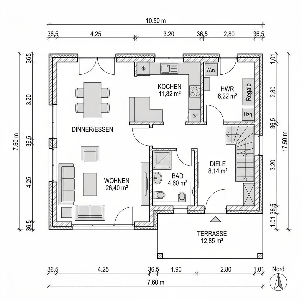 Plattegrond Landhaus Savannah 146 van Greenville — 146 m², 5 kamers