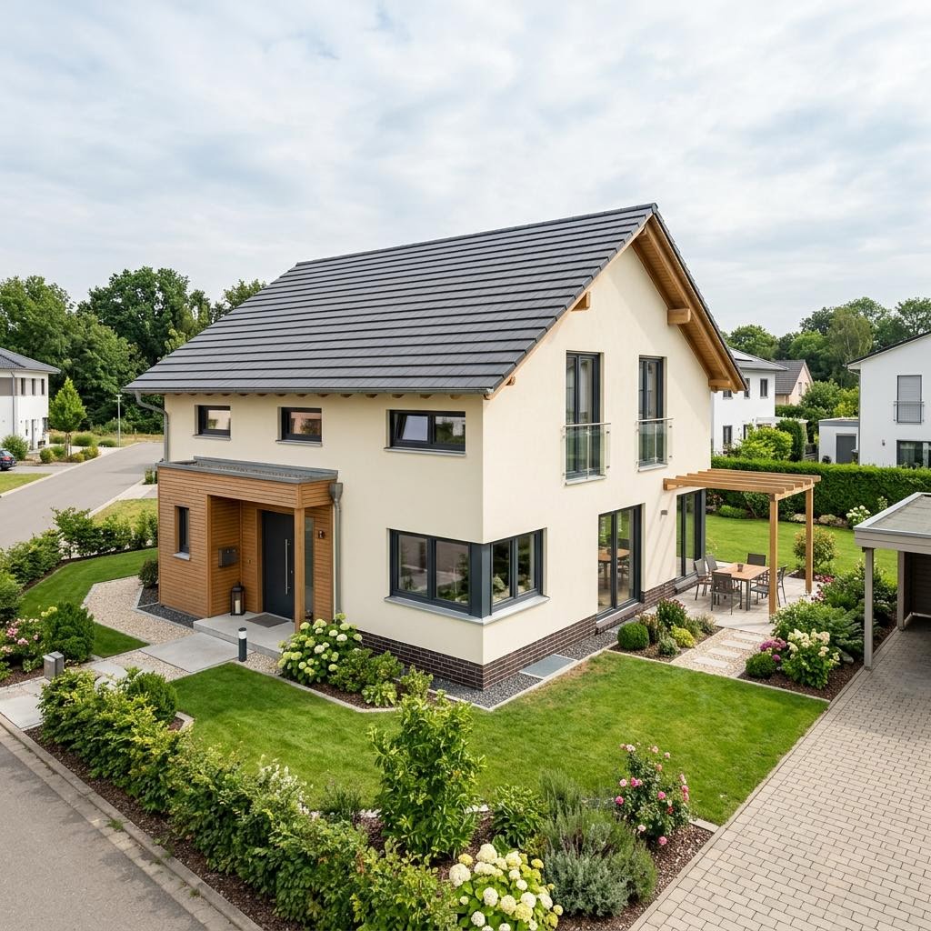 Eengezinswoning Birkholz 136 van GUSSEK HAUS met zadeldak — prefab woning van 136 m²