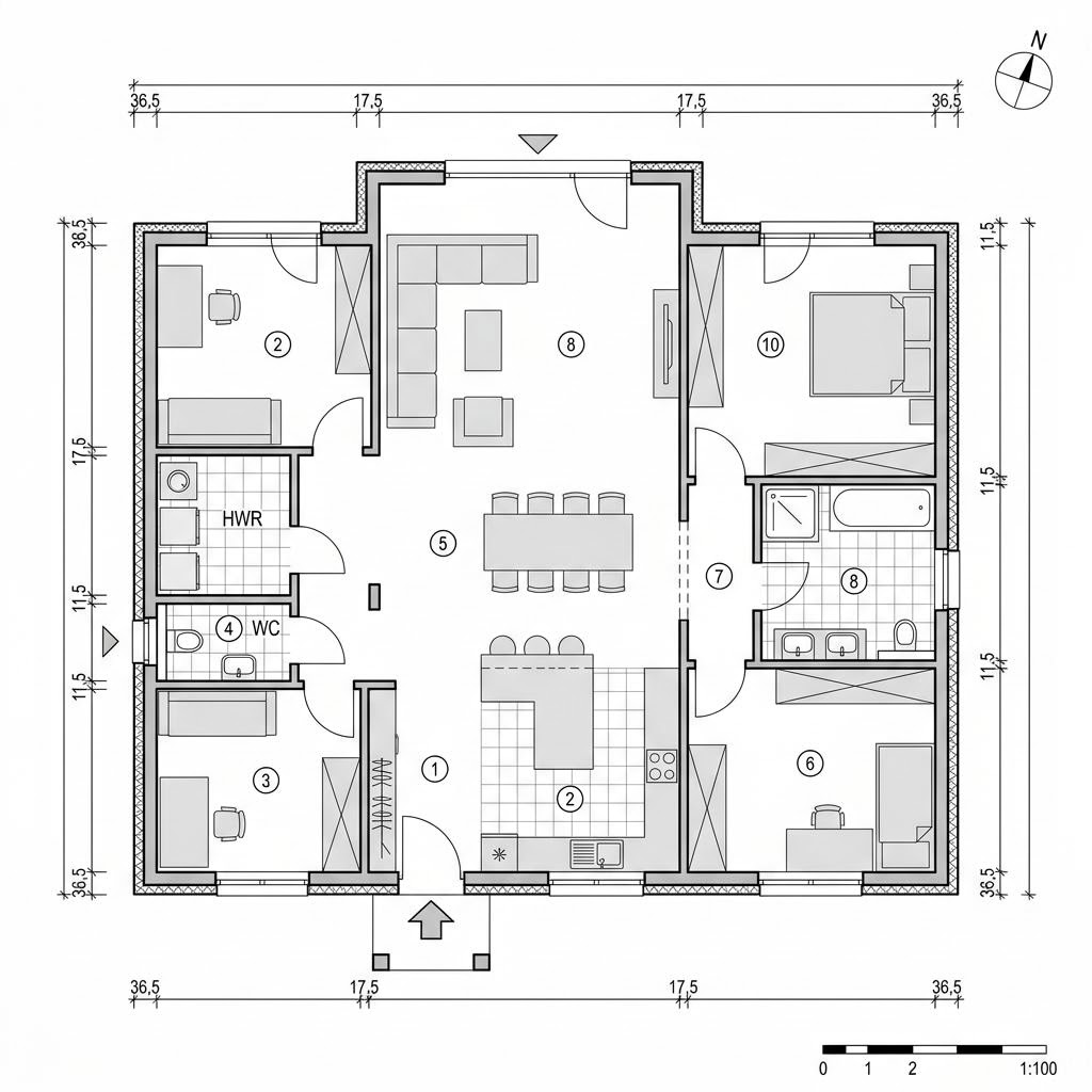 Plattegrond Birkholz 136 van GUSSEK HAUS — 136 m², 5 kamers