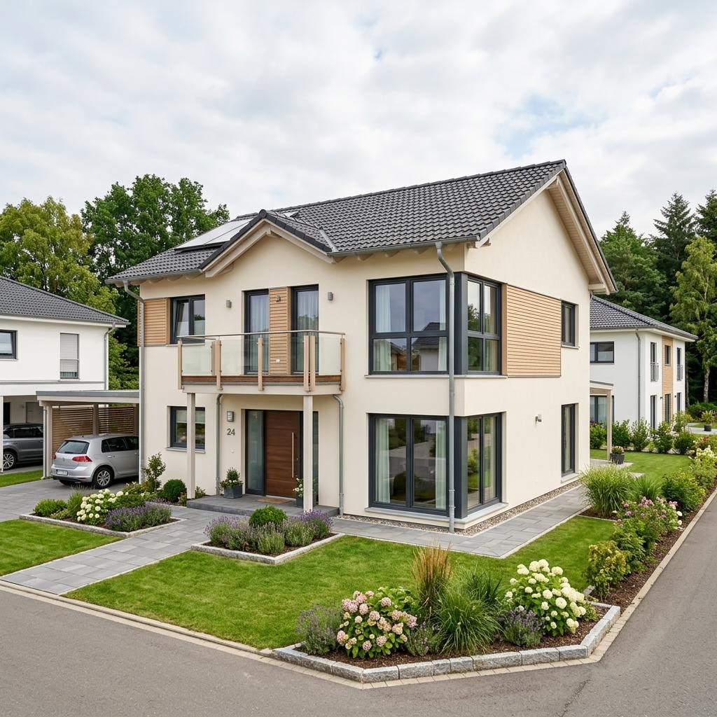Eengezinswoning Lindau 118 van GUSSEK HAUS met zadeldak — prefab woning van 118 m²