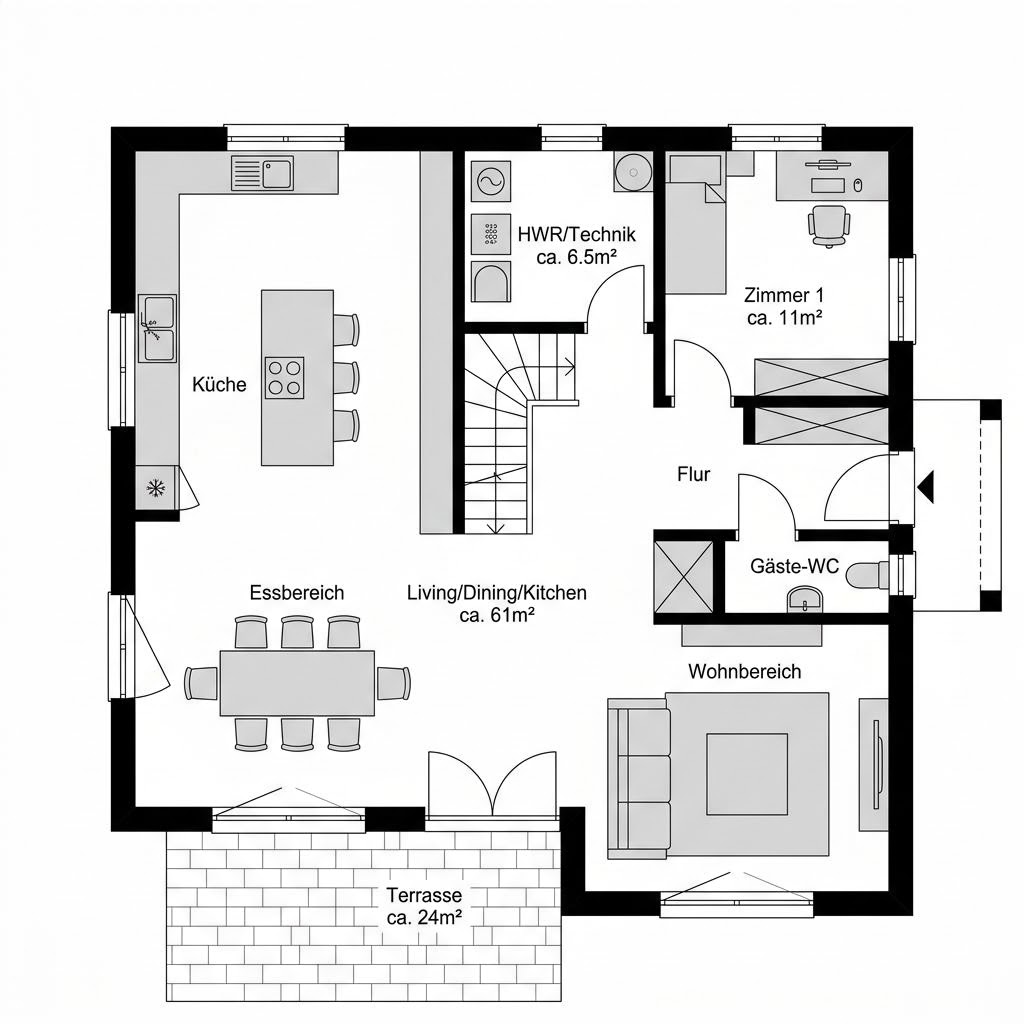 Plattegrond Lindau 118 van GUSSEK HAUS — 118 m², 4 kamers