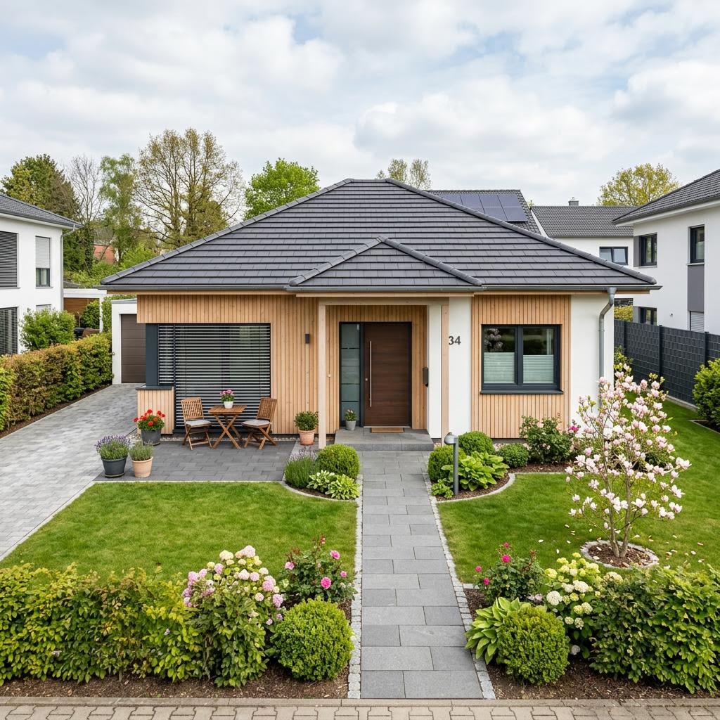 Compacte woning Cosima 84 van Gussek Haus met schilddak — prefab woning van 84 m²