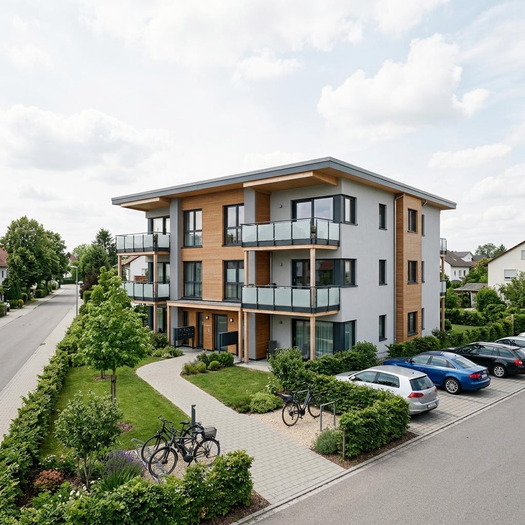 Meergezinswoning 6 Wohneinheiten Flachdach van Haas Fertigbau - Mehrfamilienhäuser met plat dak — prefab woning van 520 m²