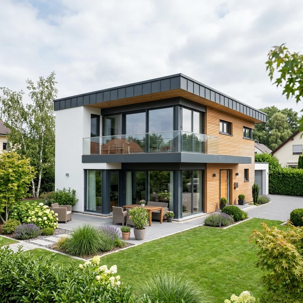 Woning met plat dak Cube 142 van Haas Haus met plat dak — prefab woning van 142 m²