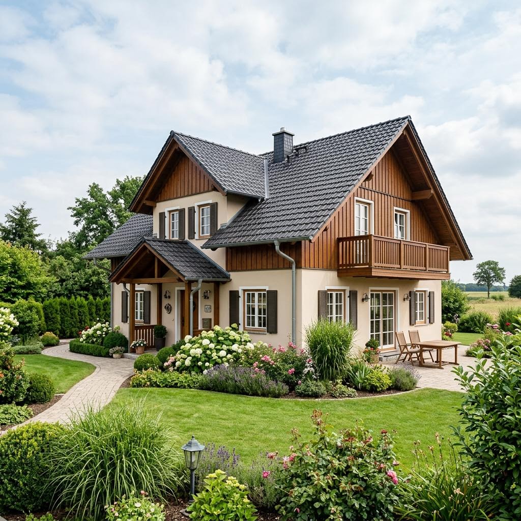 Landhuis Landhaus L 155 van Haas Haus met zadeldak — prefab woning van 155 m²