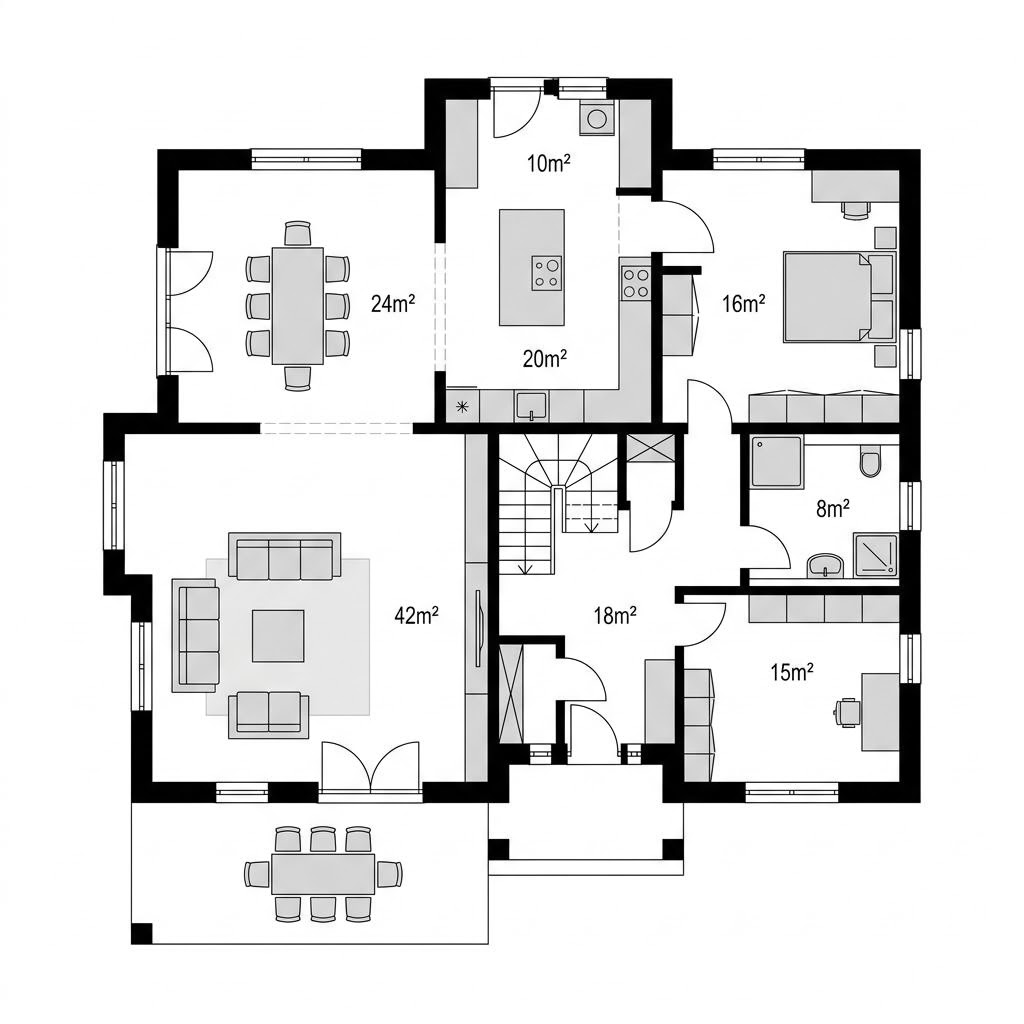Plattegrond Landhaus L 178 van Haas Haus — 178 m², 6 kamers