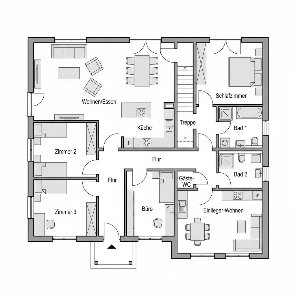 Plattegrond MH 181 Mehrgenerationenhaus van Haas Haus — 181 m², 7 kamers