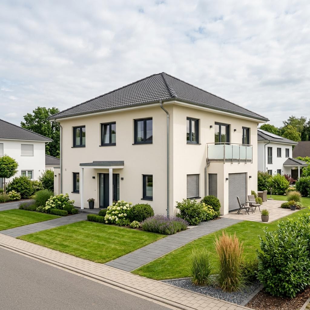 Stadsvilla Stadtvilla 155 van Hanse Haus met schilddak — prefab woning van 155 m²