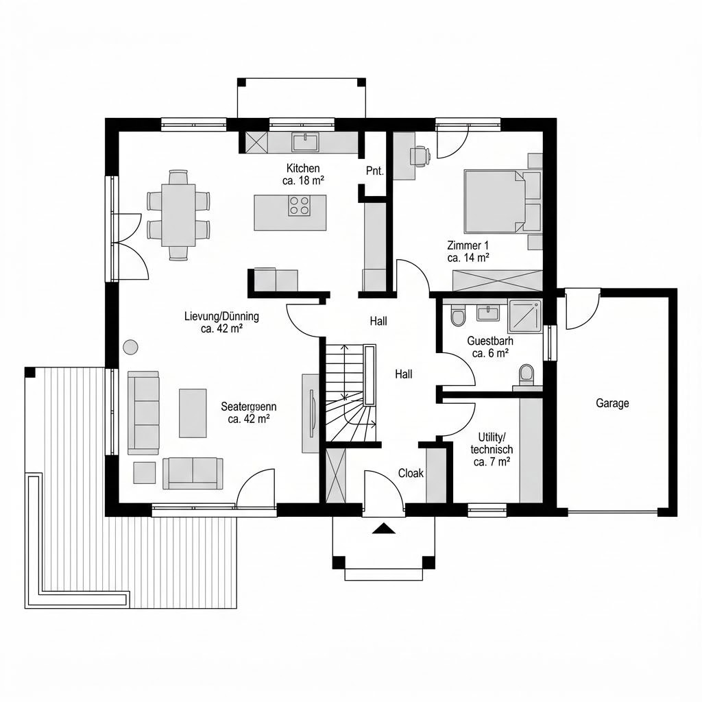 Plattegrond VARIANT 25-135 van Hanse Haus — 135 m², 5 kamers