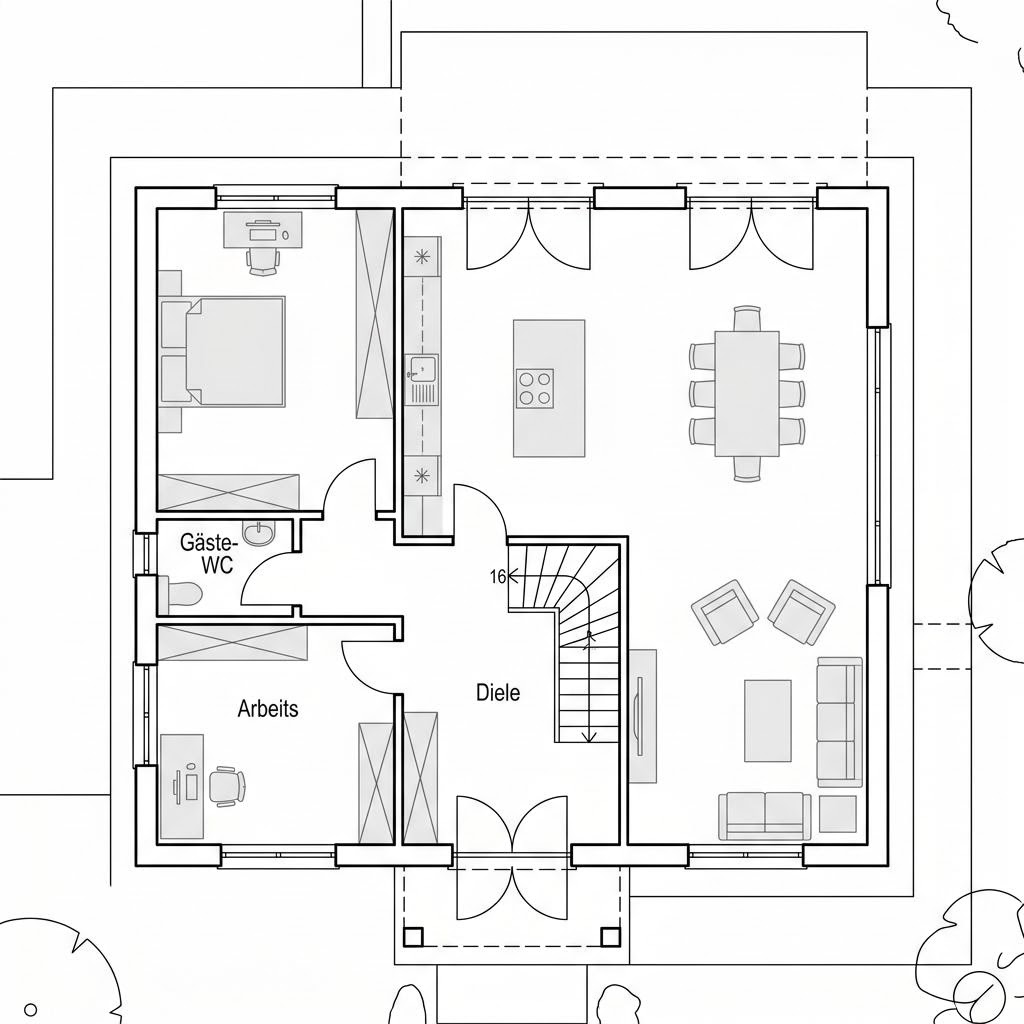 Plattegrond Stadtvilla Arcus 150 van Heinz von Heiden — 149 m², 5 kamers