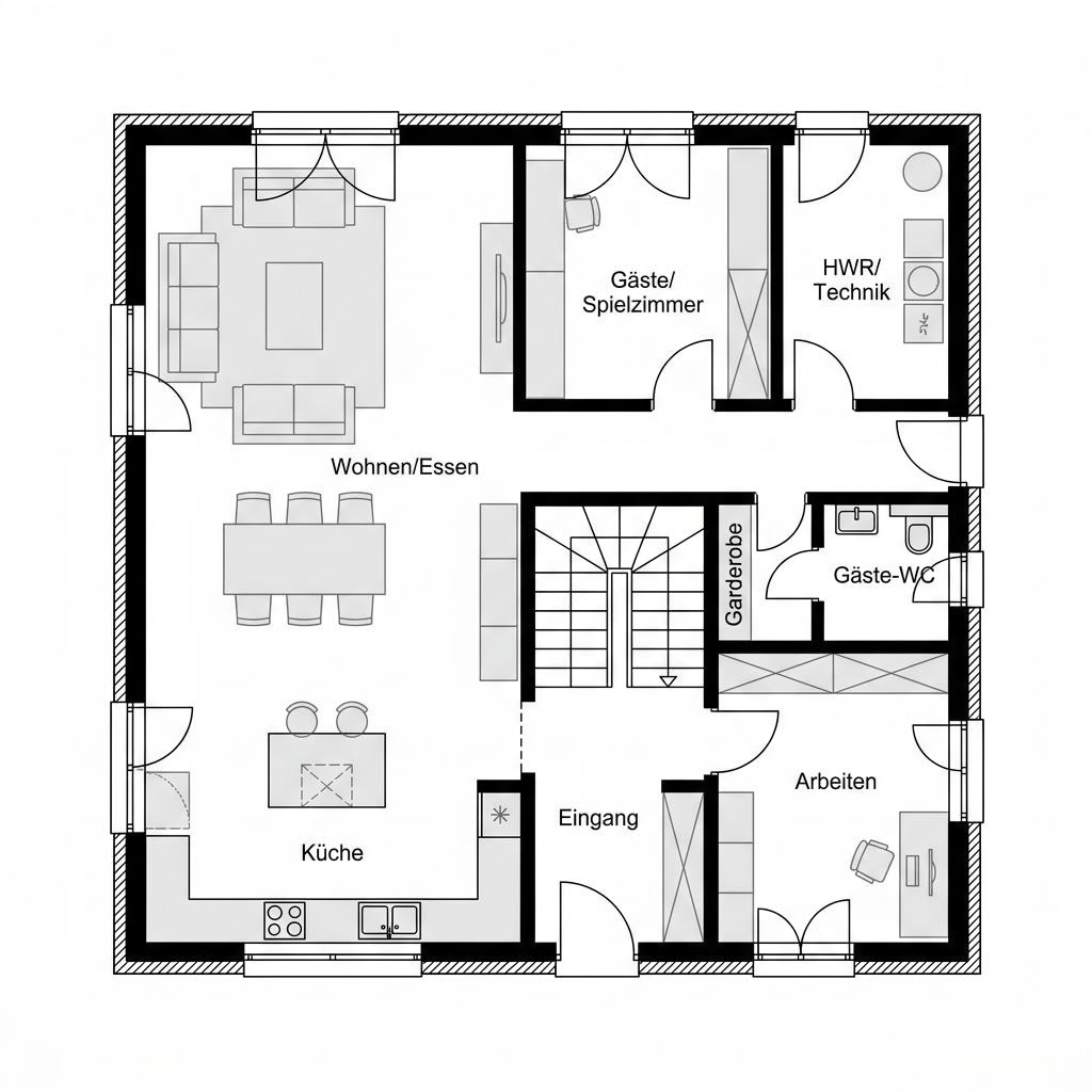 Plattegrond Stadtvilla Arcus 152 van Heinz von Heiden — 147 m², 5 kamers