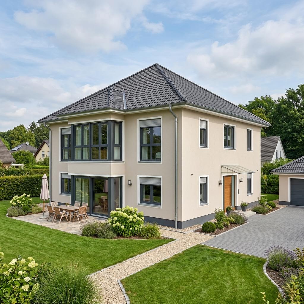 Stadsvilla Stadtvilla Zelt 140 van Heinz von Heiden Massivhäuser met tentdak — prefab woning van 140 m²