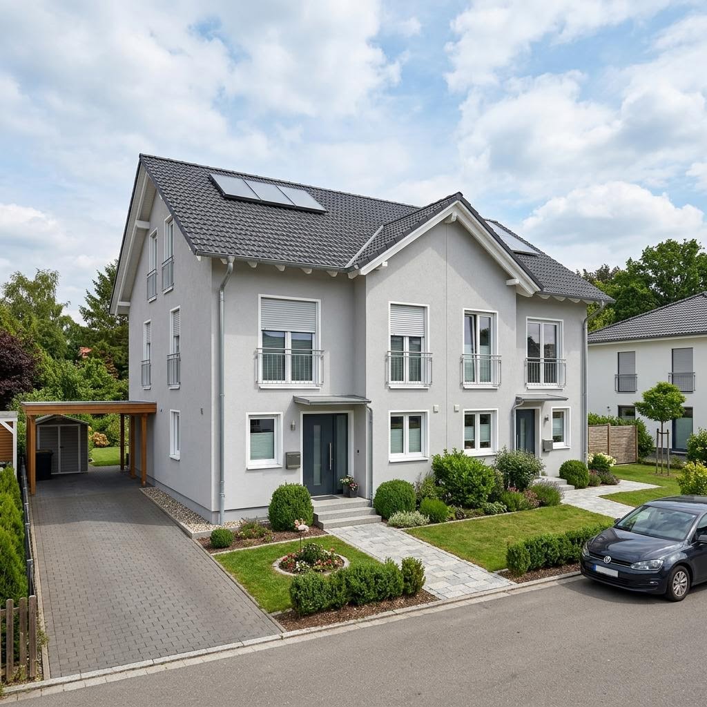 Tweegezinswoning Zweifamilienhaus 491 van Heinz von Heiden met zadeldak — prefab woning van 175 m²