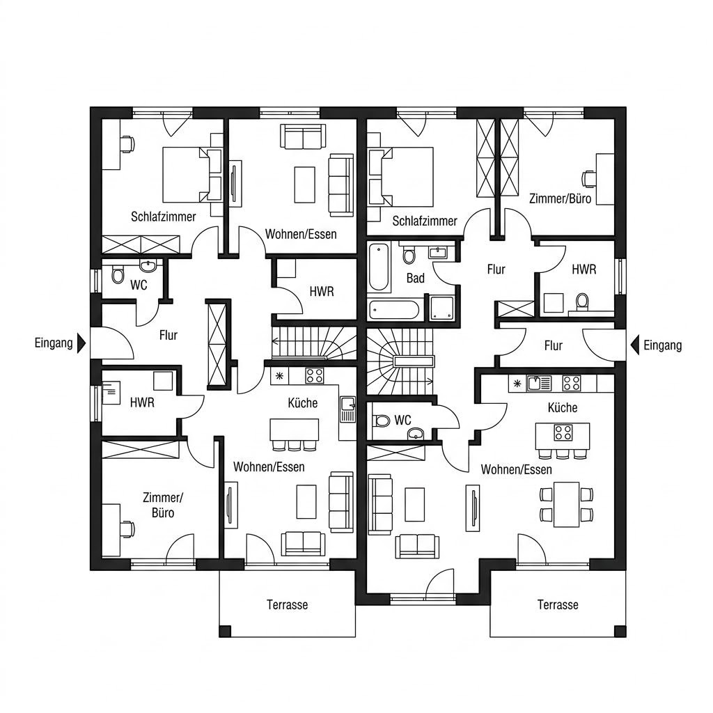 Plattegrond Zweifamilienhaus 491 van Heinz von Heiden — 175 m², 7 kamers