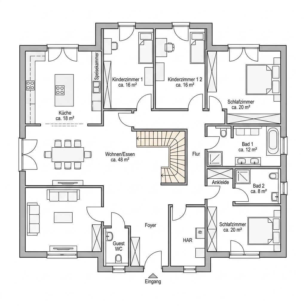 Plattegrond Point 184.1 van Danwood — 184 m², 6 kamers