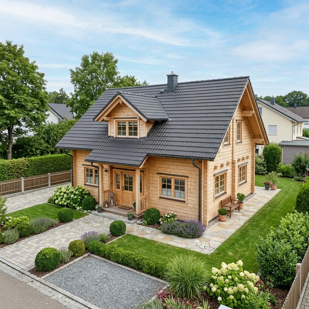 Holzhaus Blockhaus Saimaa 126 van Honka Blockhaus met zadeldak — prefab woning van 126 m²