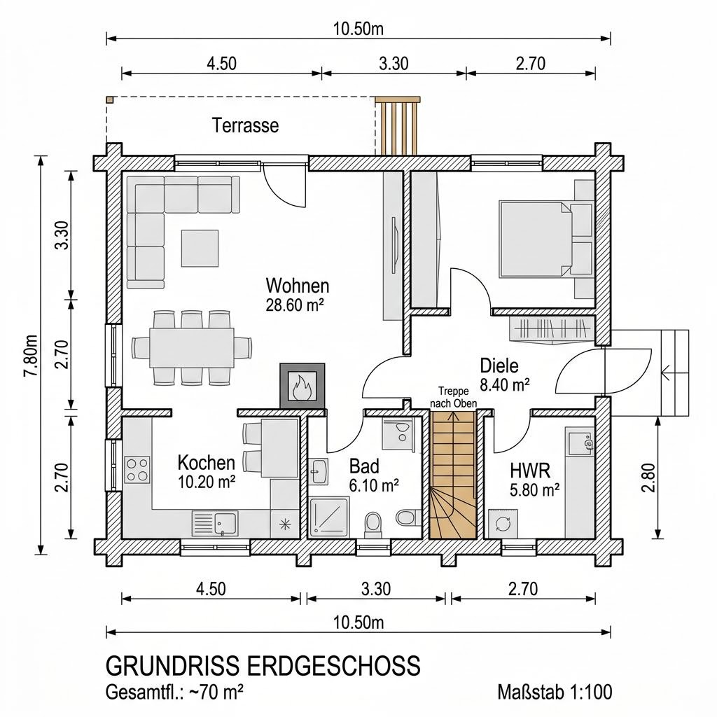 Plattegrond Blockhaus Tahko 140 van Honka Blockhaus — 140 m², 5 kamers
