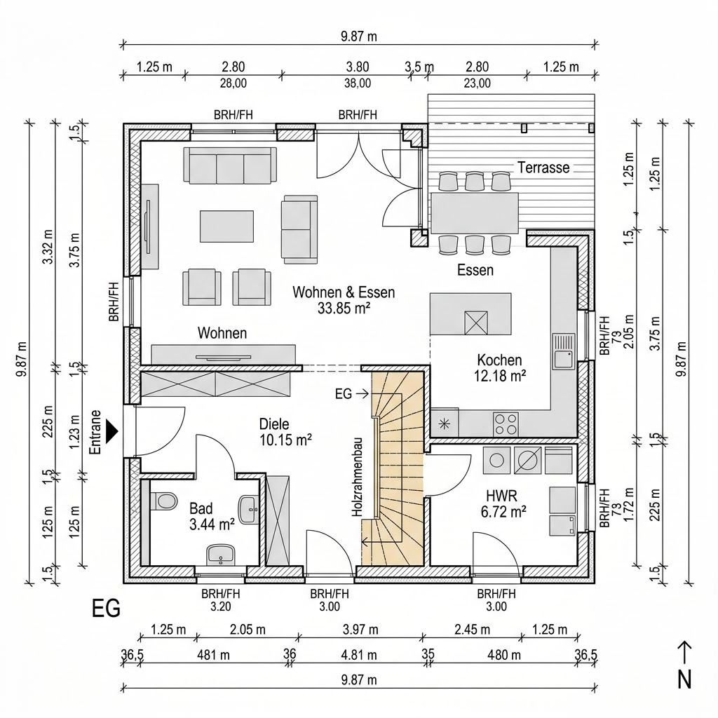 Plattegrond Blockhaus Tahko 152 van Honka Blockhaus — 152 m², 5 kamers
