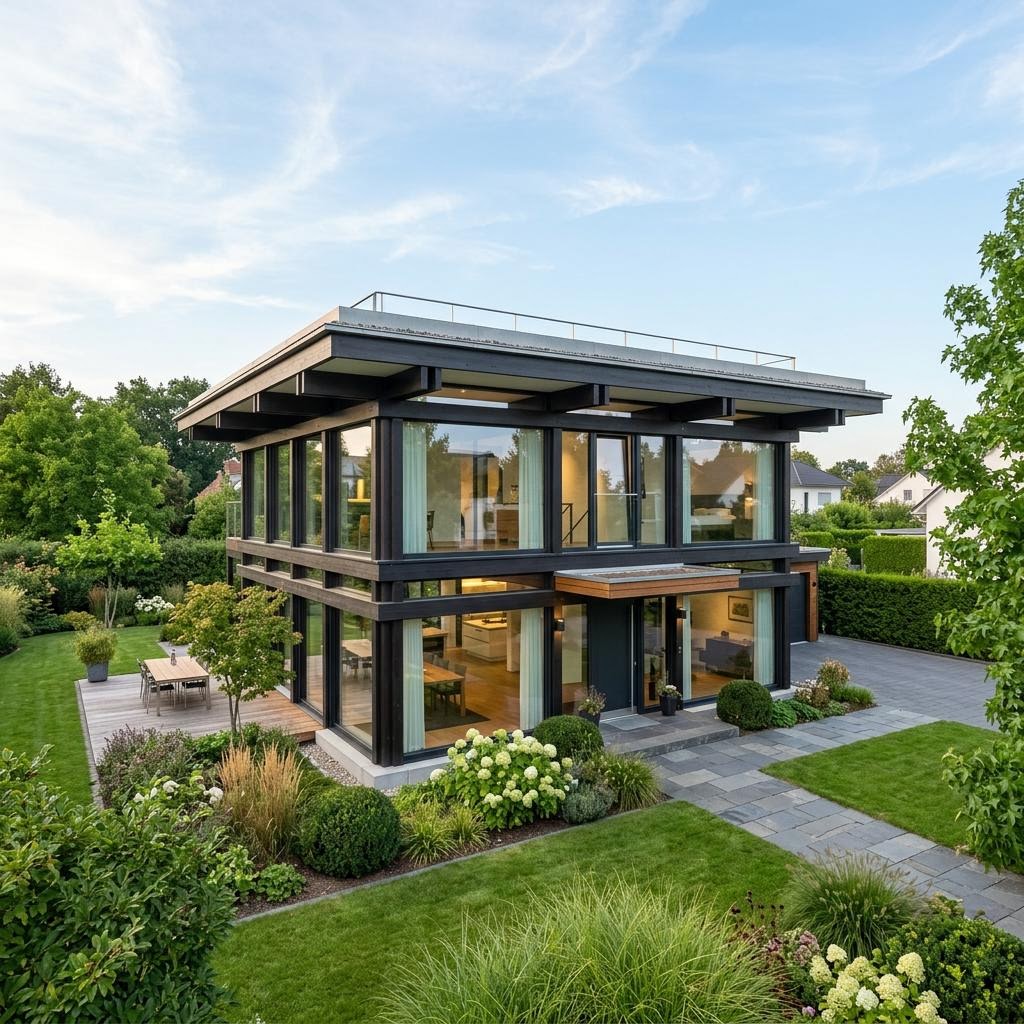 Kubuswoning Kubushaus ART 178 van HUF HAUS met plat dak — prefab woning van 178 m²